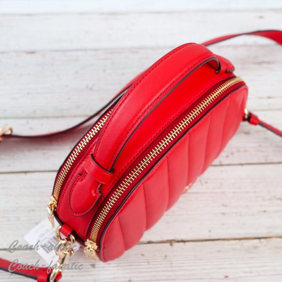 NWT Coach C7259 Serena Leather Satchel With Linear Quilting in Electric Red - Picture 12 of 14